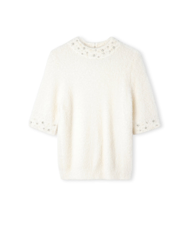 Ipekyol Embellished Soft Knit Top Ecru