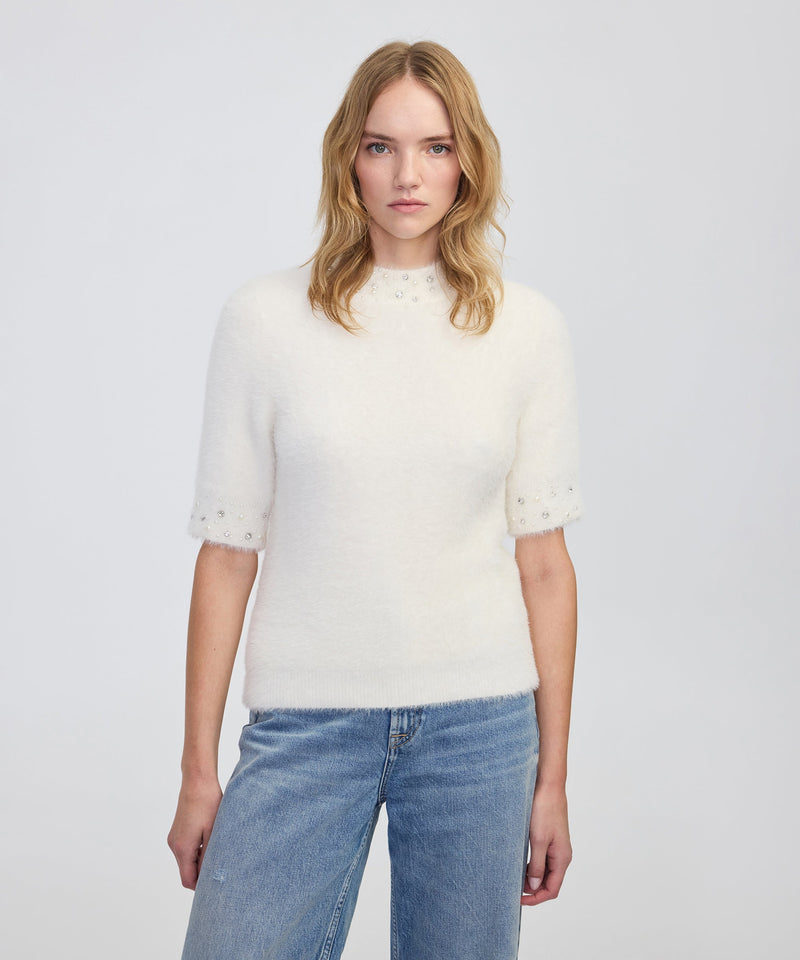 Ipekyol Embellished Soft Knit Top Ecru