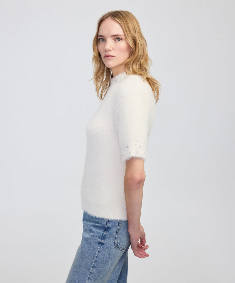 Ipekyol Embellished Soft Knit Top Ecru