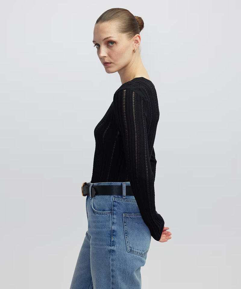 Ipekyol Openwork Knit Top Black