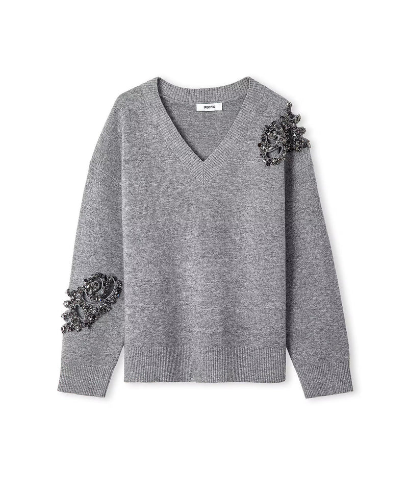 Ipekyol Embellished Knit Sweater Grey