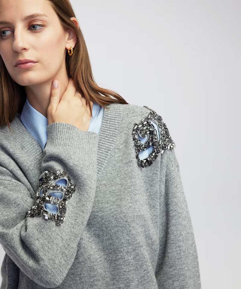 Ipekyol Embellished Knit Sweater Grey