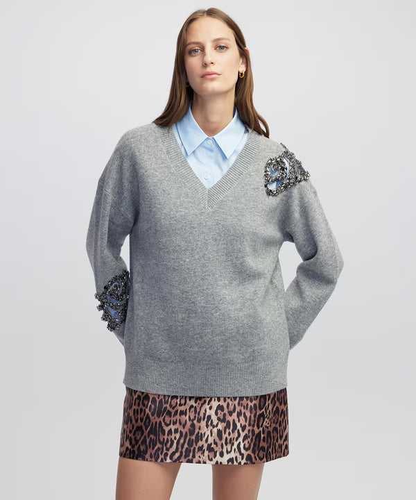 Ipekyol Embellished Knit Sweater Grey
