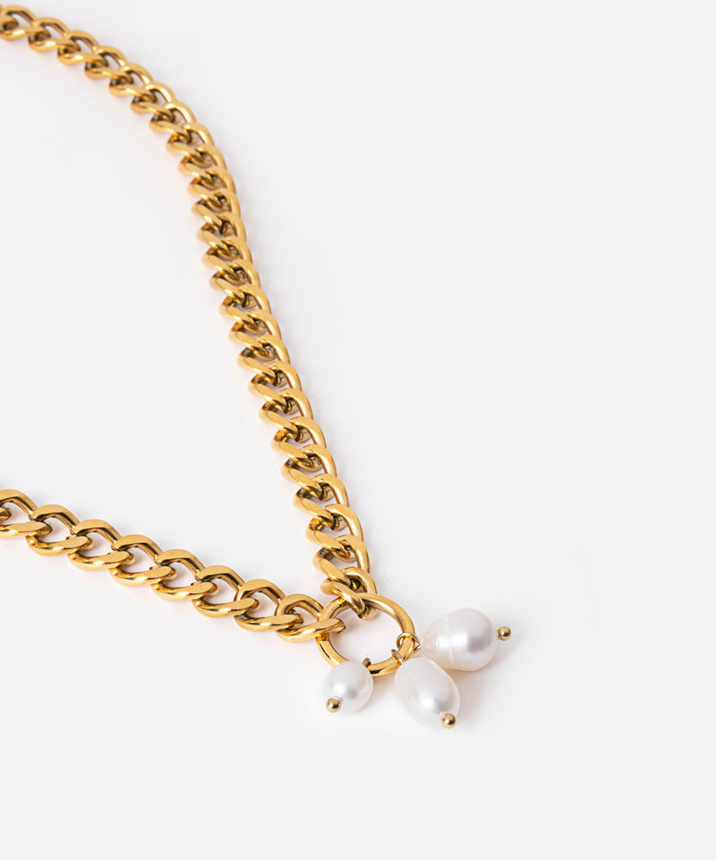 Ipekyol Faux Pearl Chain Necklace Gold