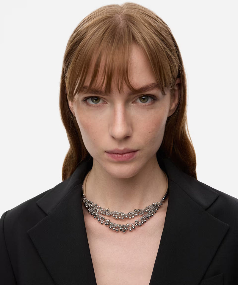 Ipekyol Metal Ball Plate Necklace Silver