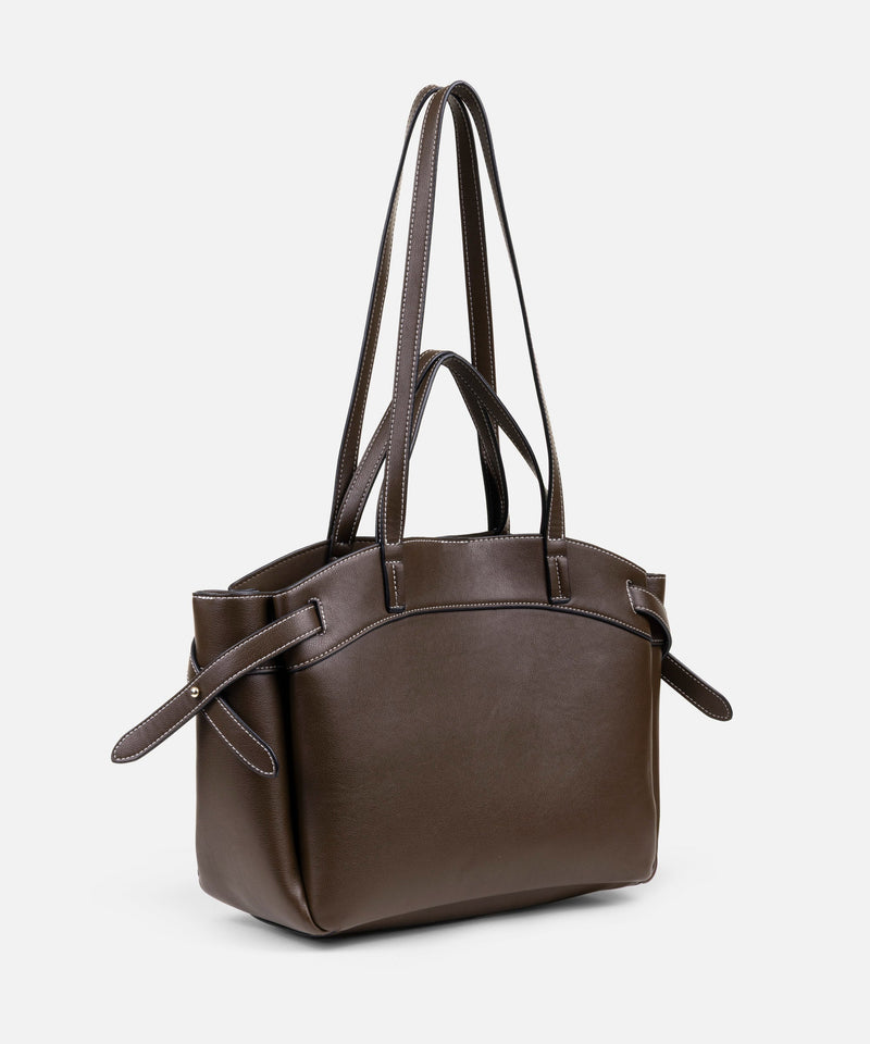 Ipekyol Leather-Effect Bag With Contrast Stitching Brown