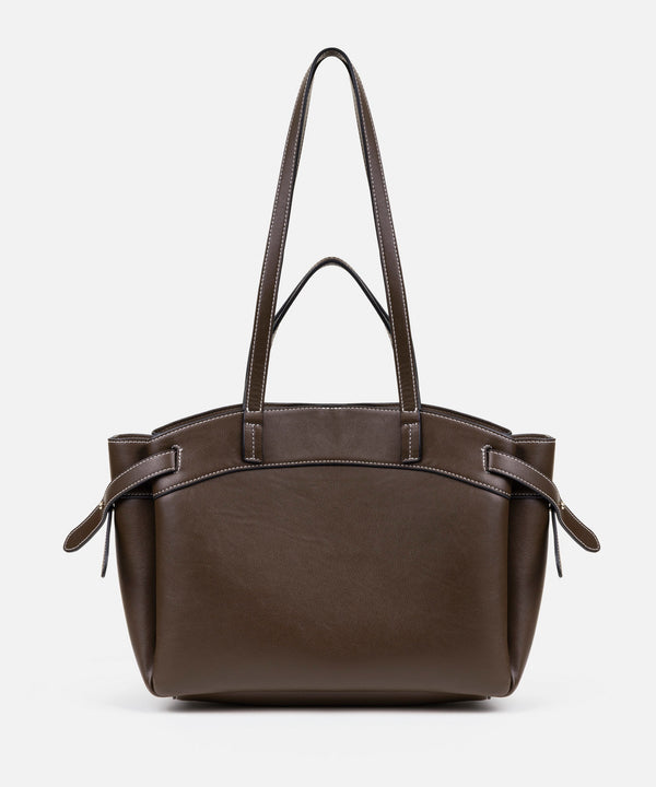 Ipekyol Leather-Effect Bag With Contrast Stitching Brown