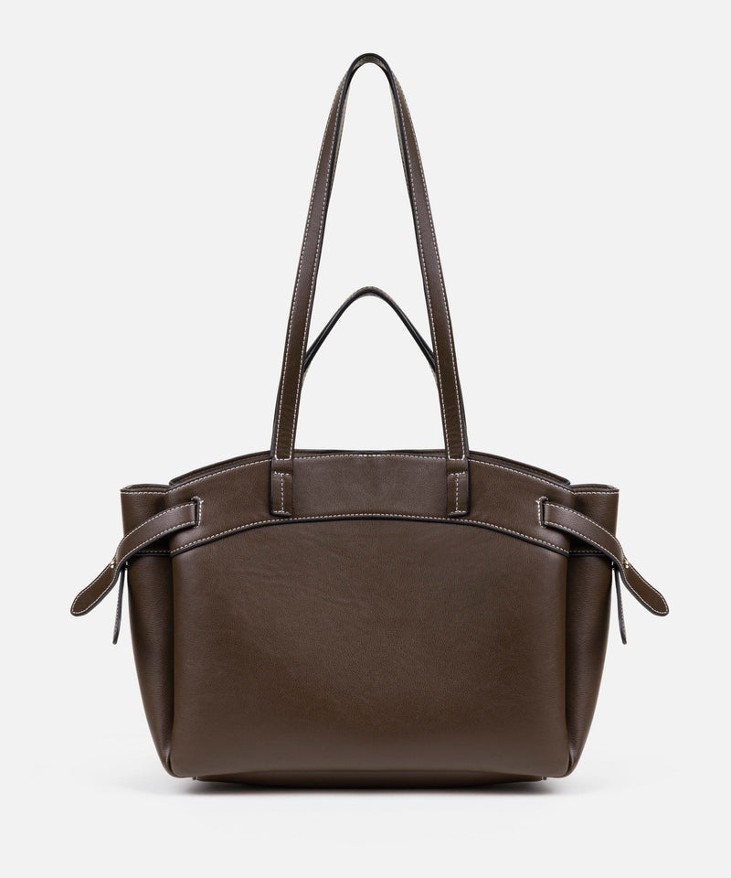 Ipekyol Leather-Effect Bag With Contrast Stitching Brown