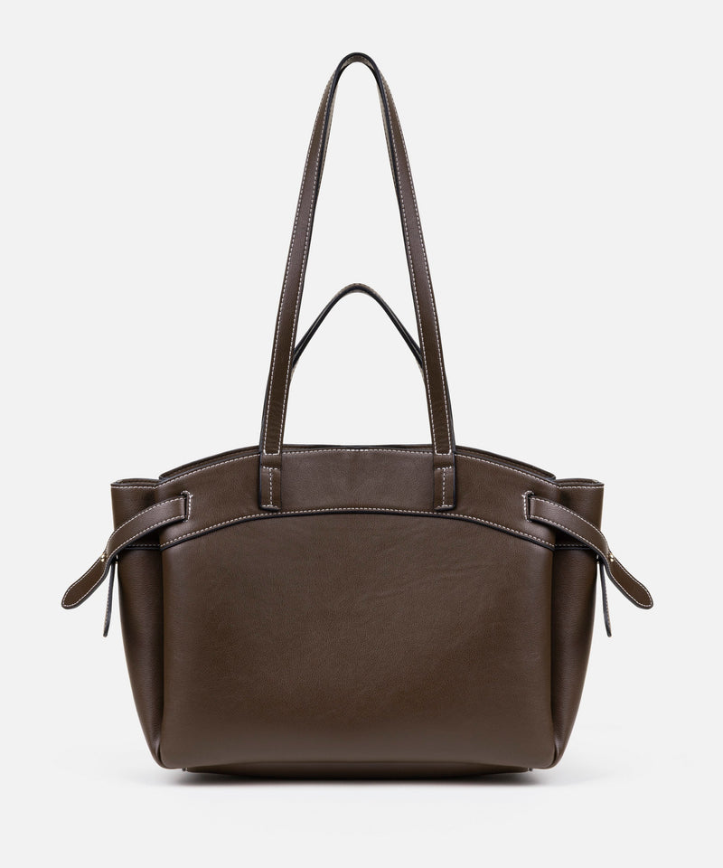 Ipekyol Leather-Effect Bag With Contrast Stitching Brown