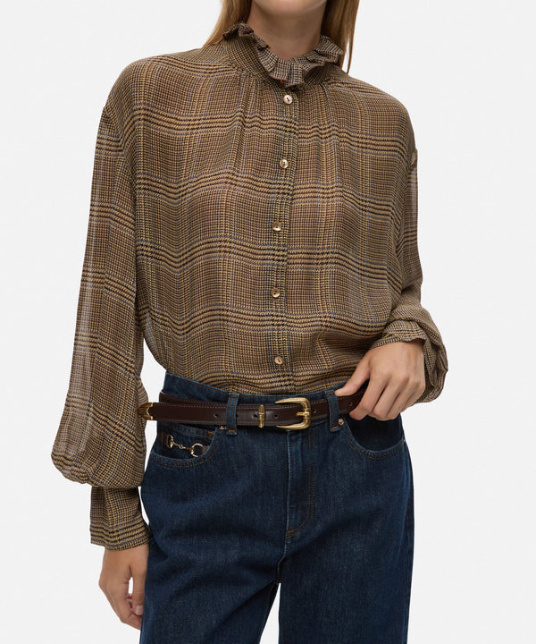 Ipekyol Leather Effect Belt With Textured Buckle  Dark Brown