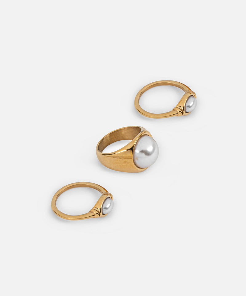 Ipekyol Pack Of Three Faux Pearl Rings Gold