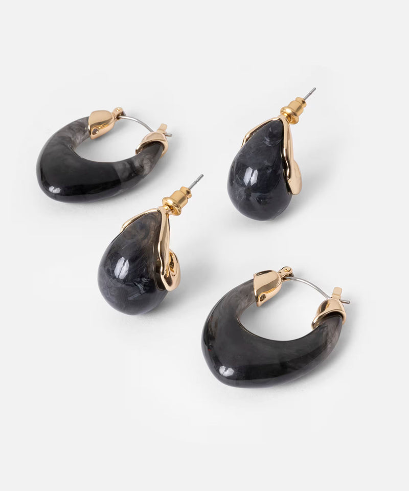 Ipekyol Resin Earrings Set  Anthracite