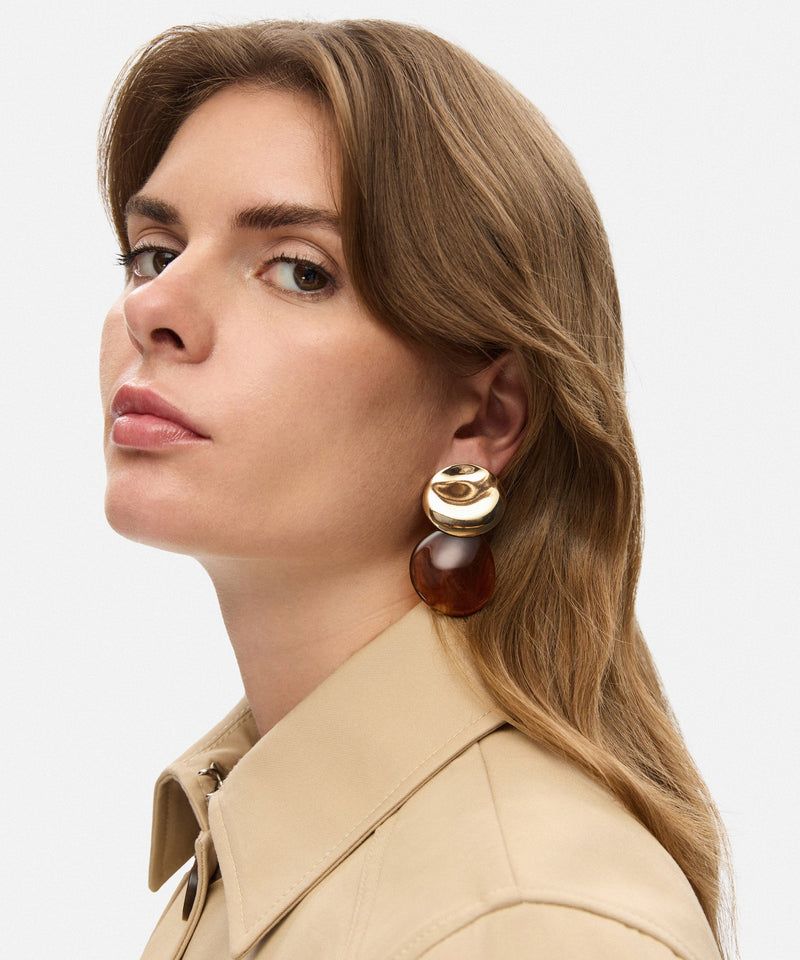 Ipekyol Two-Piece Contrast Earrings Gold