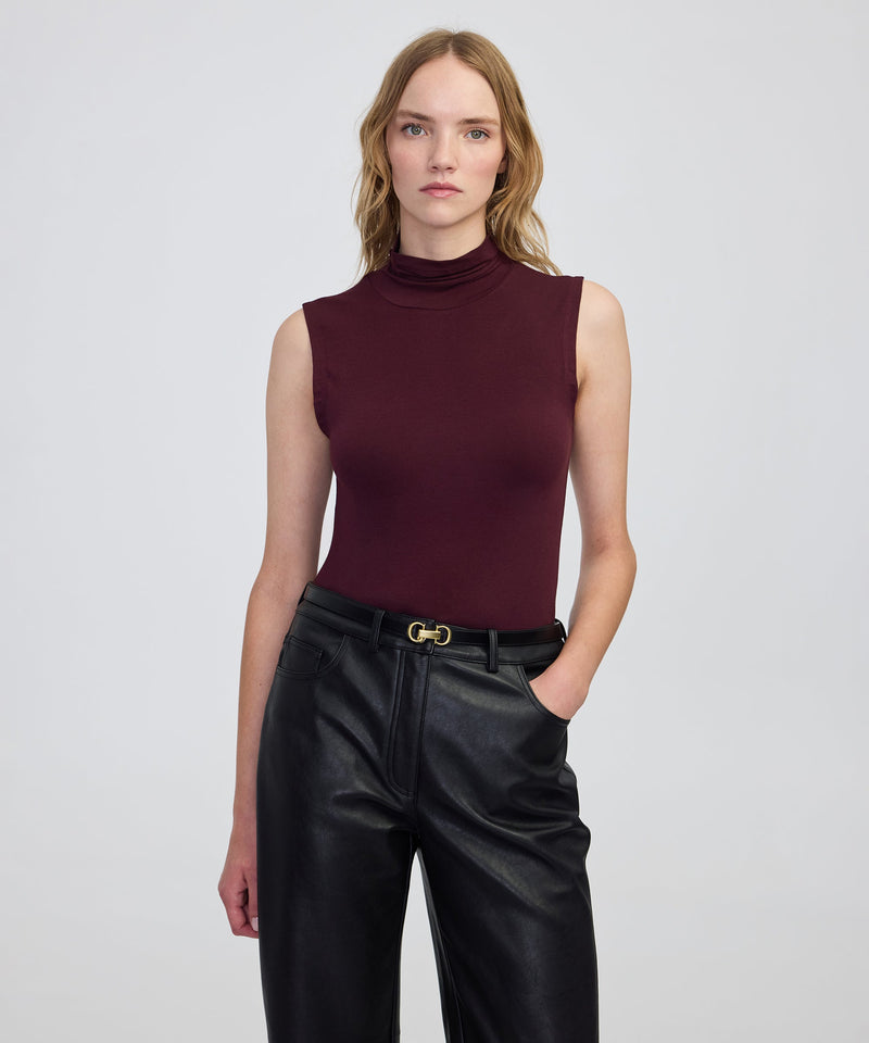 Ipekyol High-Neck Basic T-Shirt Bordoux