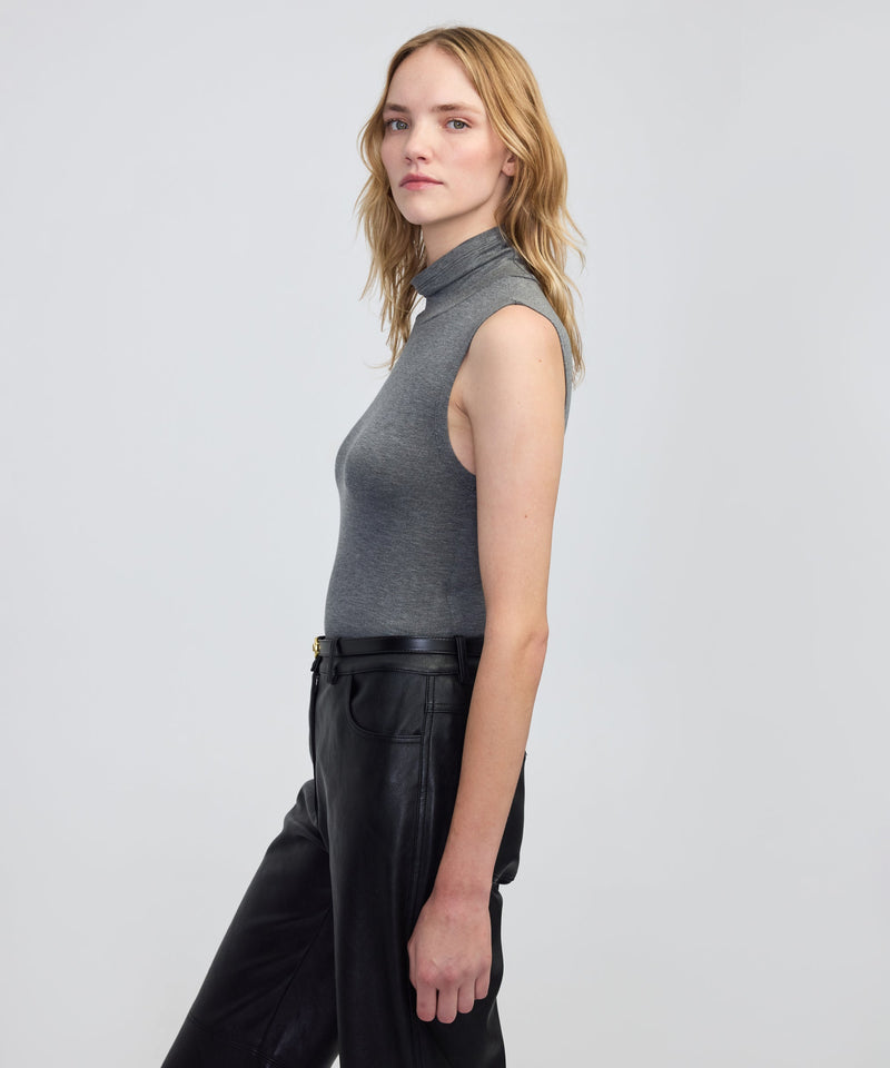 Ipekyol High-Neck Basic T-Shirt Anthracite