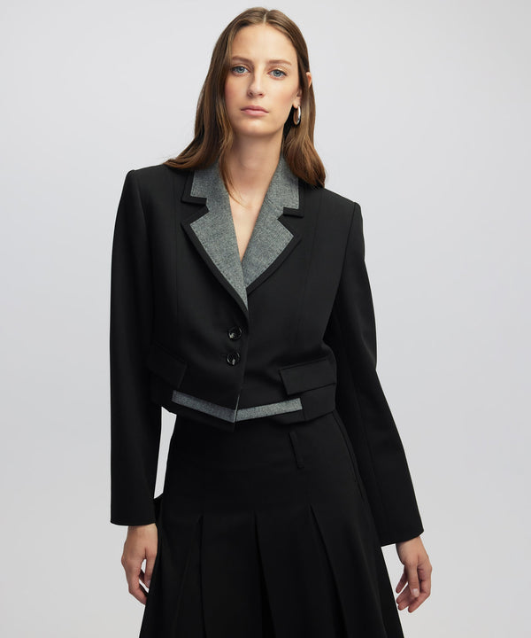 Ipekyol Mixed Media Crop Blazer Black