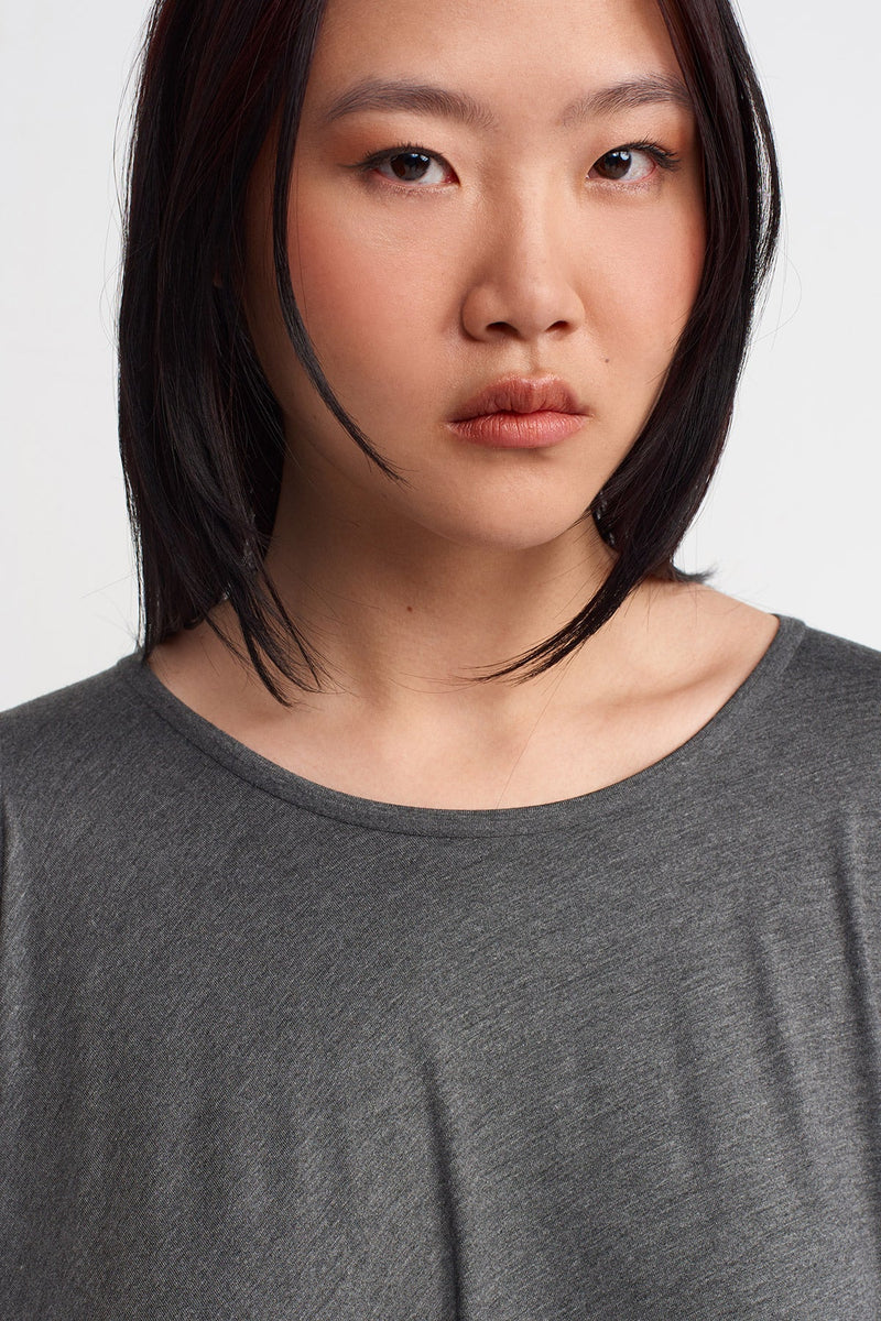 NU Sleeveless Loose-Fit Jersey Top Dark Grey Melange