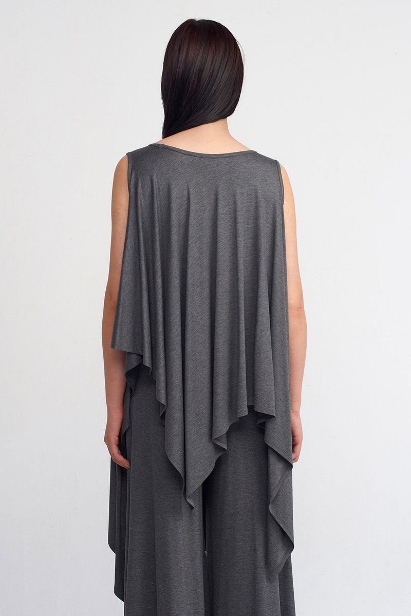 NU Sleeveless Loose-Fit Jersey Top Dark Grey Melange