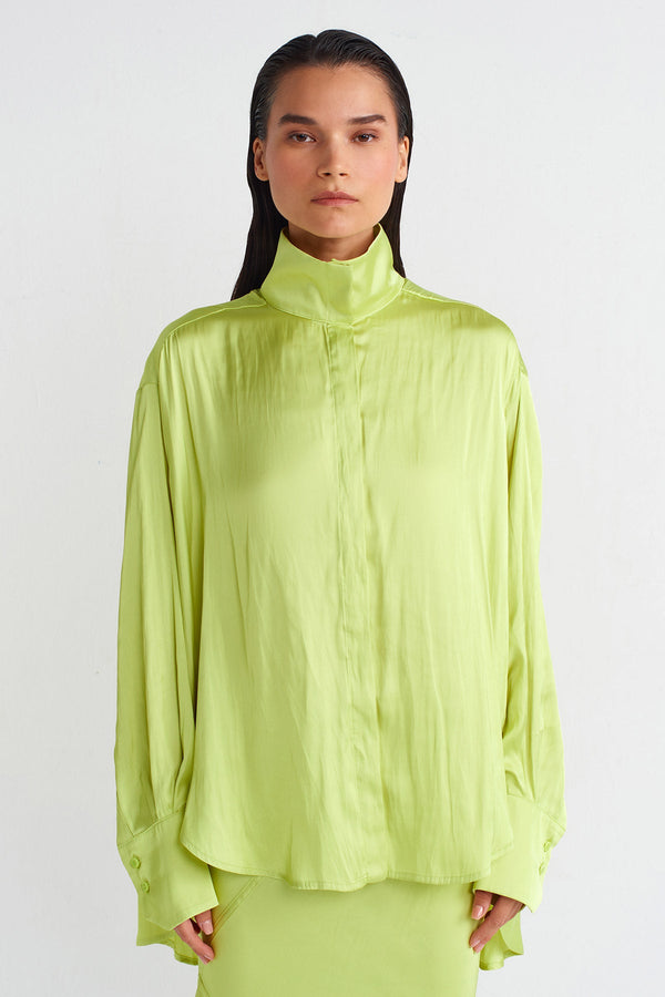 Nu Satin Shirt Lime