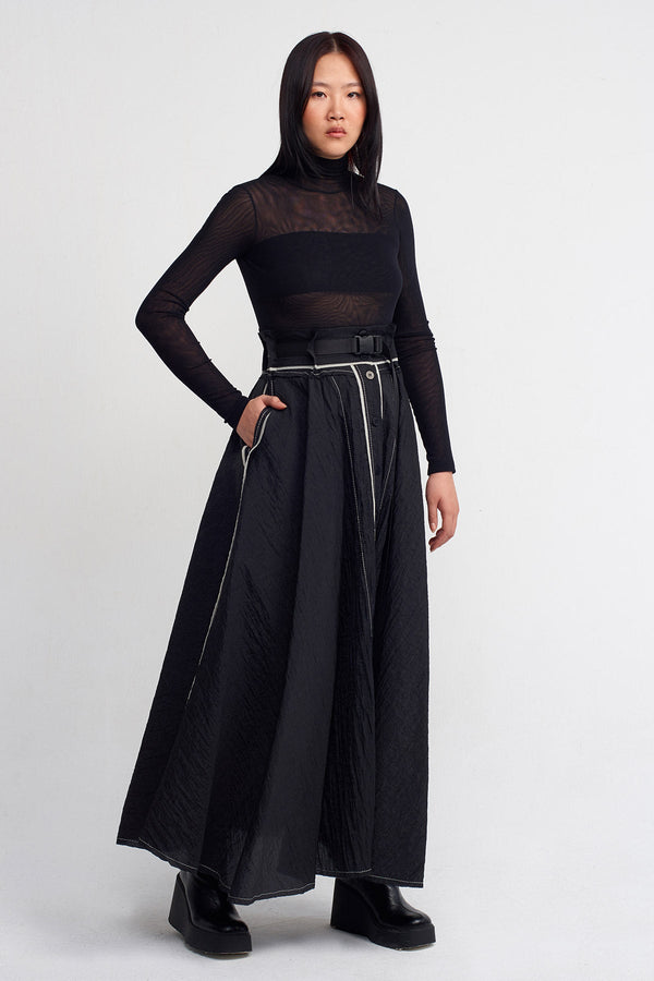 Nu Piped Skirt Black