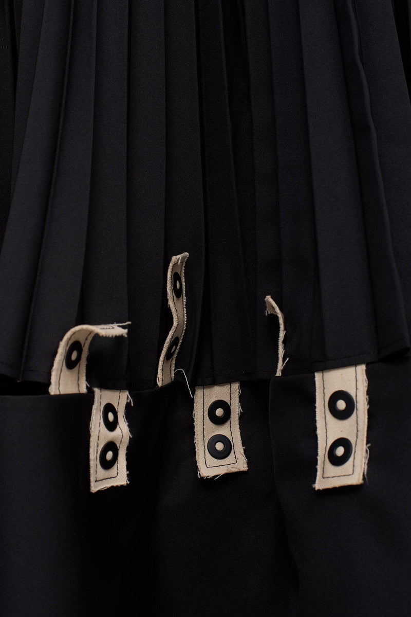 Nu Snap Detail Pleated Skirt Natural/Black