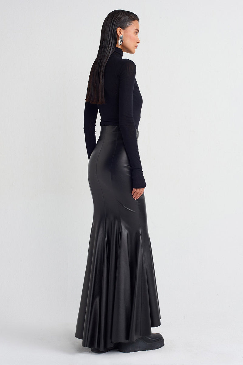 NU Vegan Leather Mermaid Skirt Black