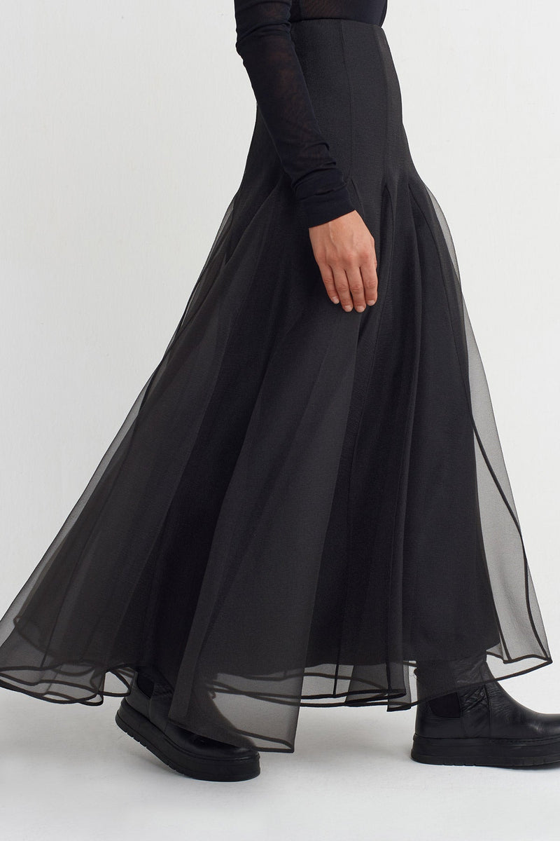 Nu Organza Flared Skirt Black