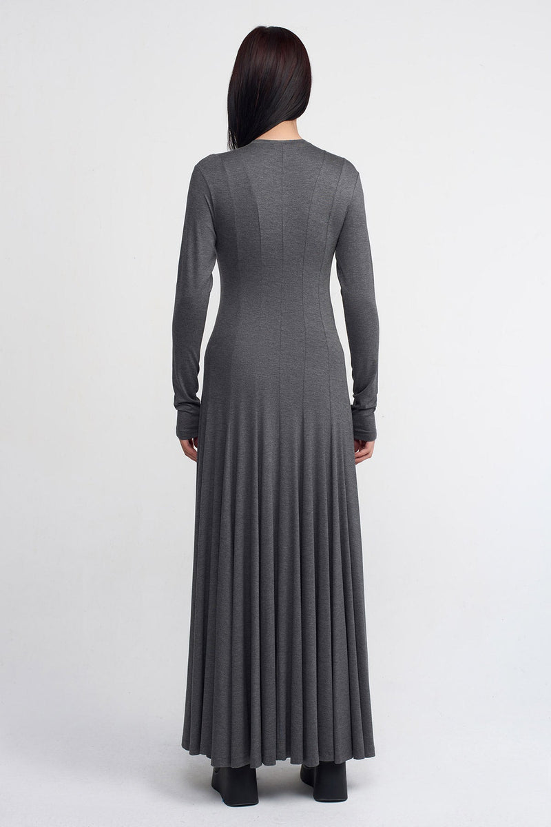 Nu Long Jersey Dress Dark Grey Melange