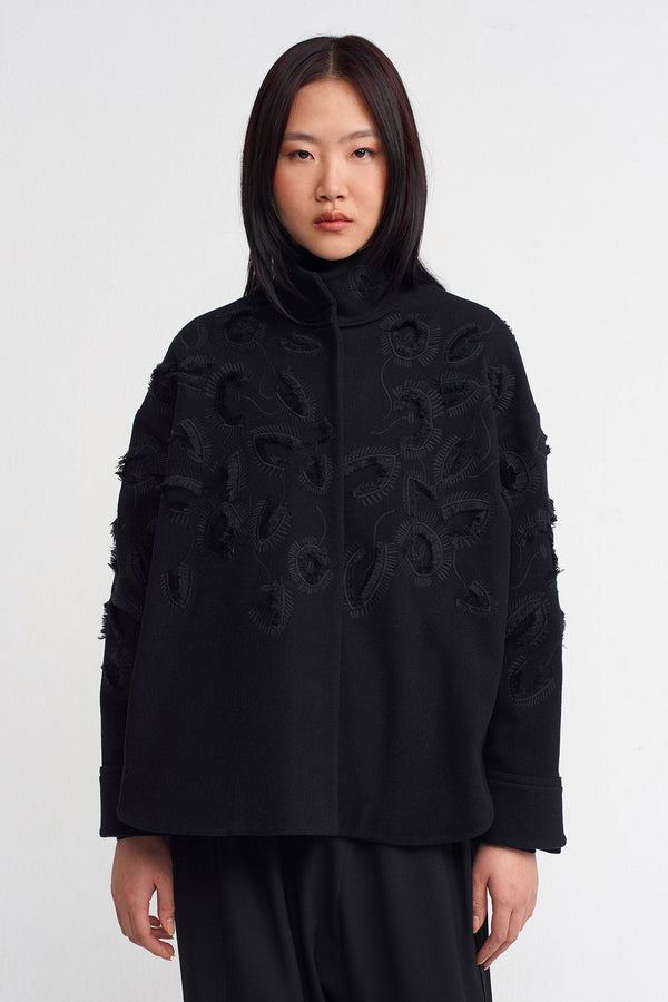 Nu Embroidered Wool Blend Jacket Black