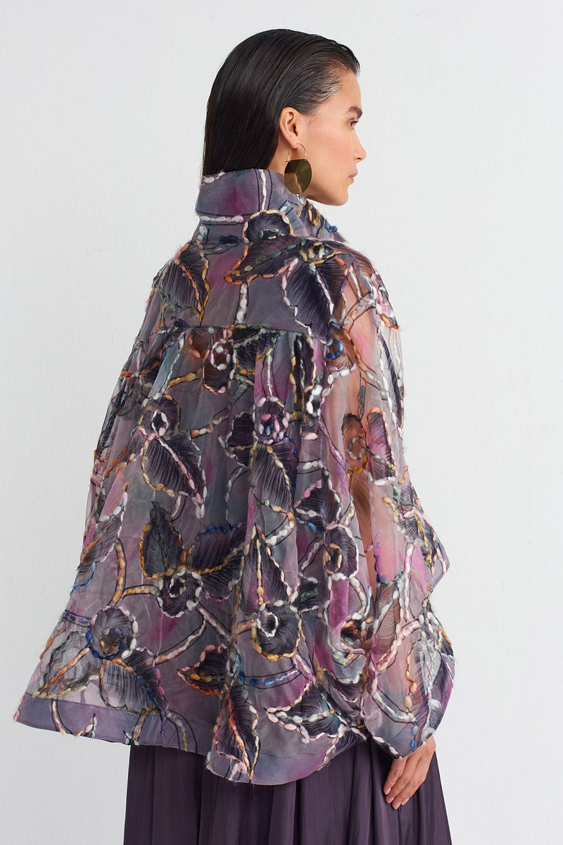 Nu Embroidered Organza Jacket Multi Color