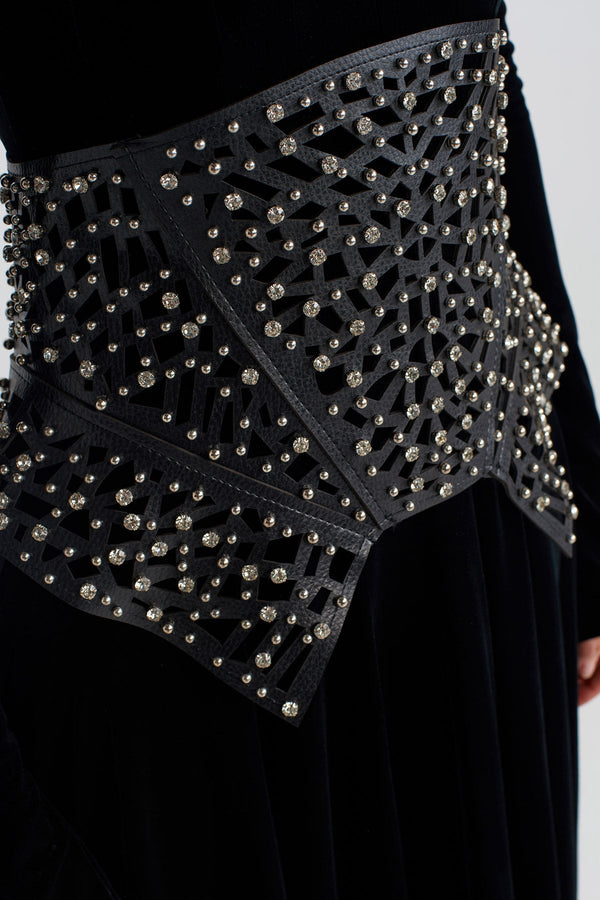 Nu Stone Studded Corset Belt Black