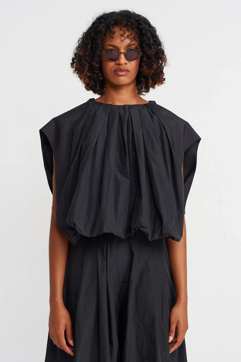 NU Taffeta Balloon Blouse Black
