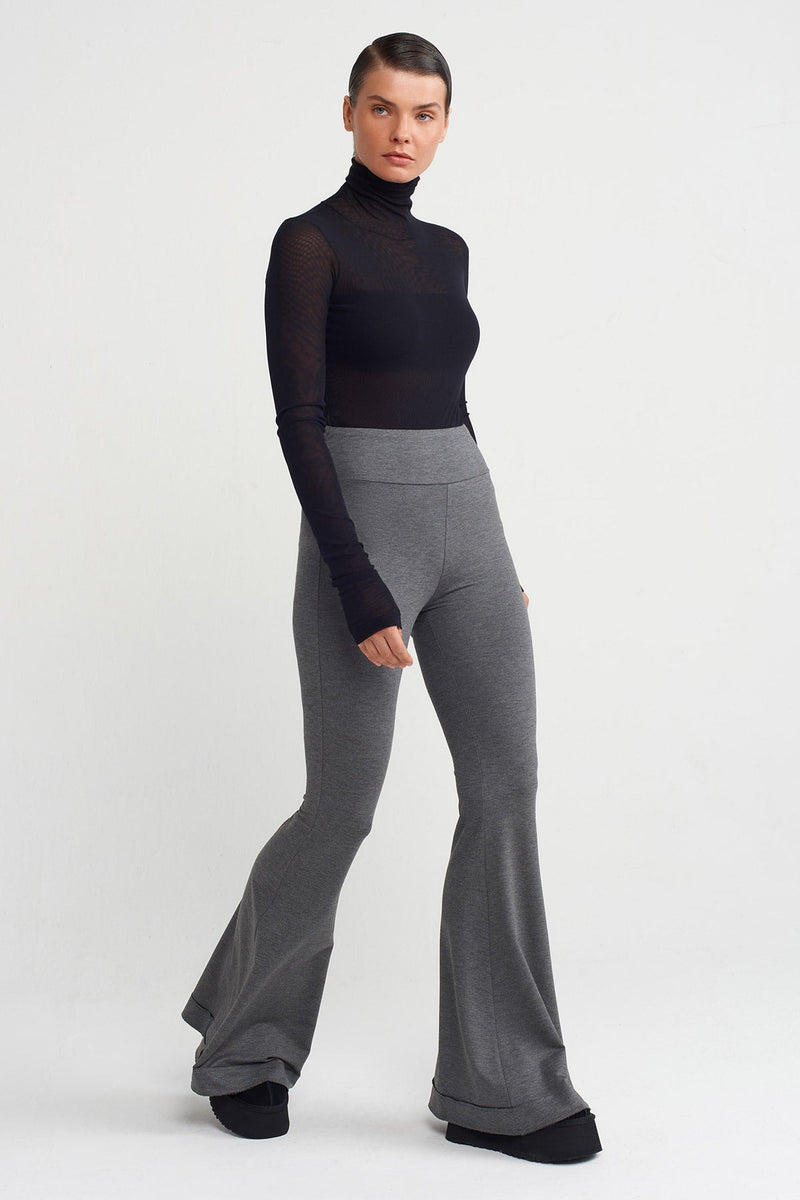 NU Slim Fit Bootcut Trousers Grey Melange