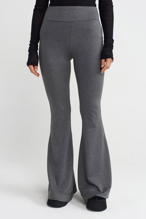 NU Slim Fit Bootcut Trousers Grey Melange