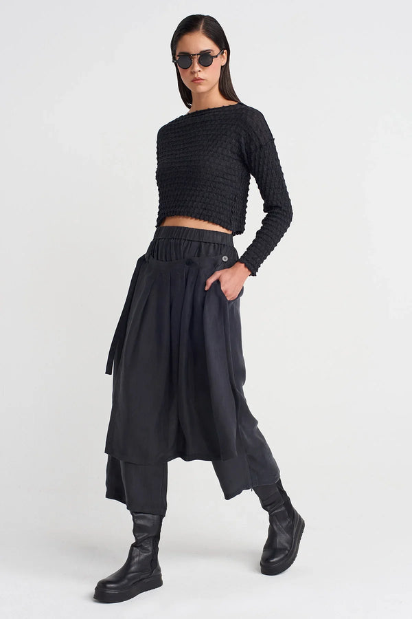 Nu Pleated Skirted Trousers Black