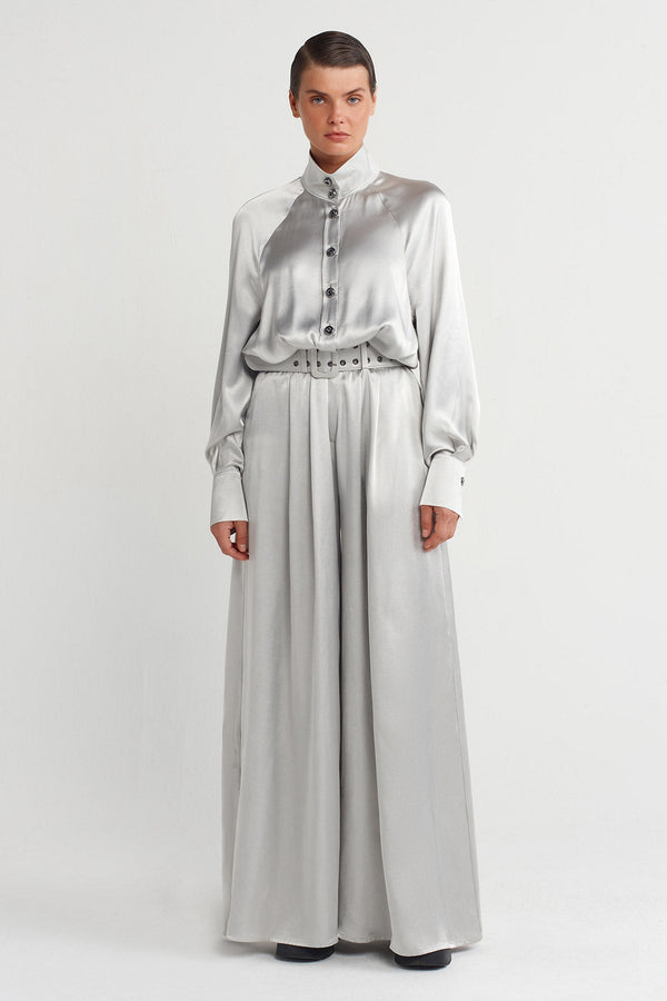 NU Shiny Textured Jumpsuit Silver