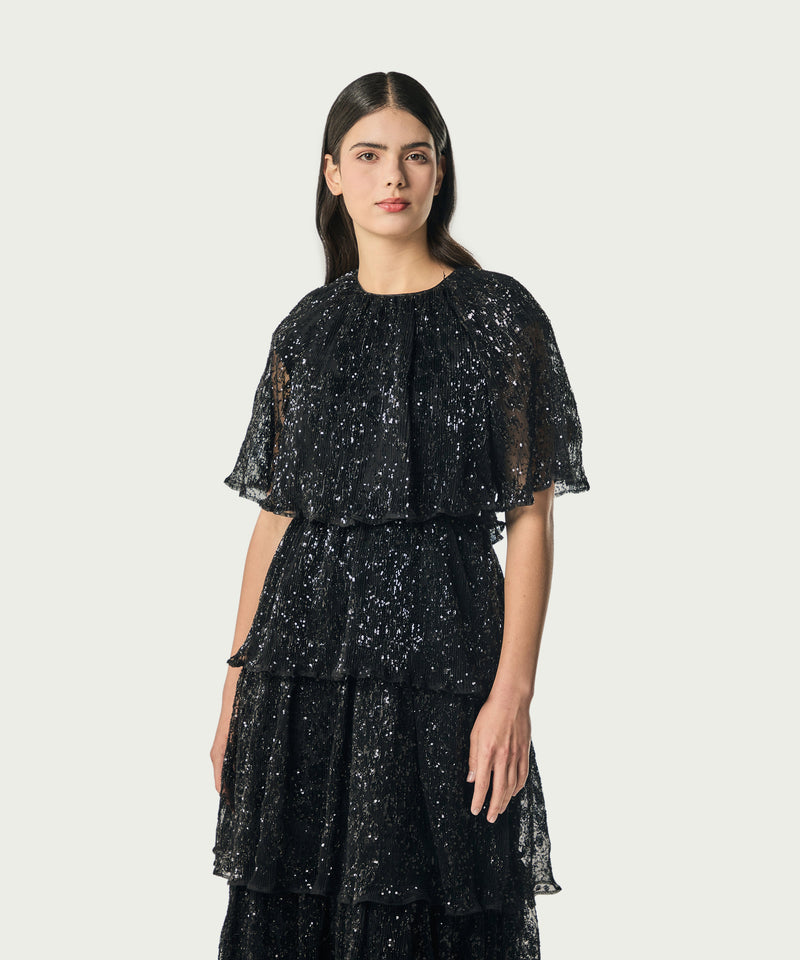 Machka Sequin Detailed Layered Dress Black