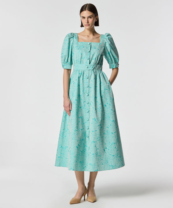 Machka Jacquard Square Neck Dress Nile