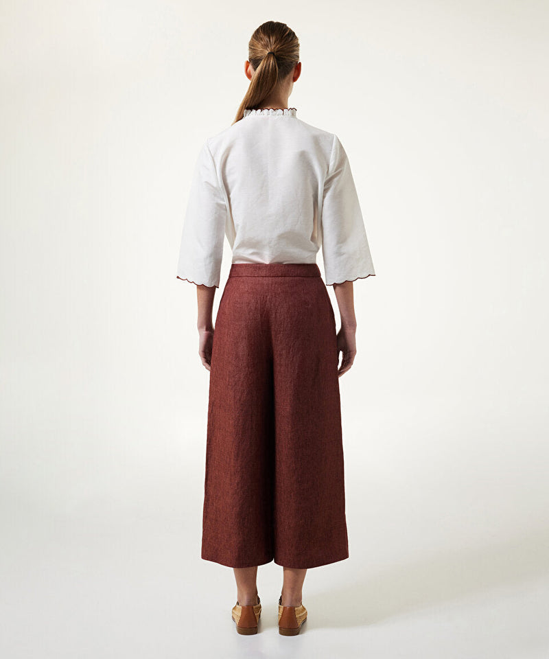 Machka Loose-Fit Linen Trousers Brick