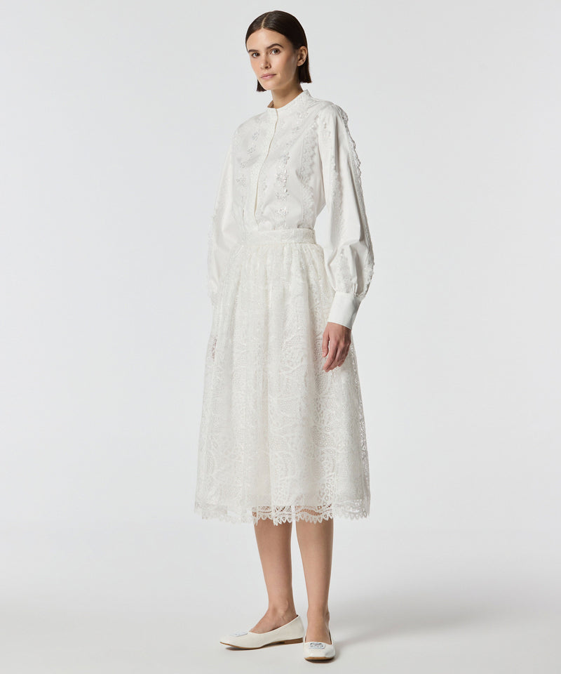 Machka Flounced Lace Skirt White