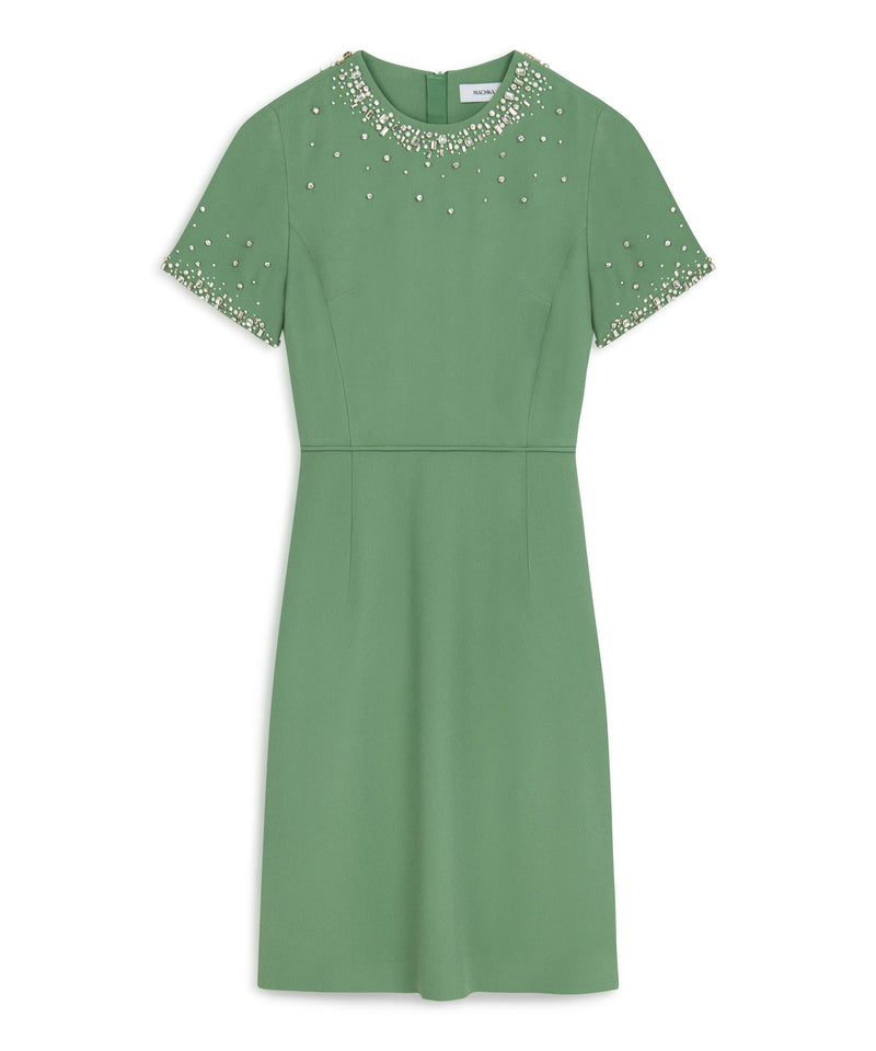 Machka Crystal Stone Embroidered Crepe Dress Green