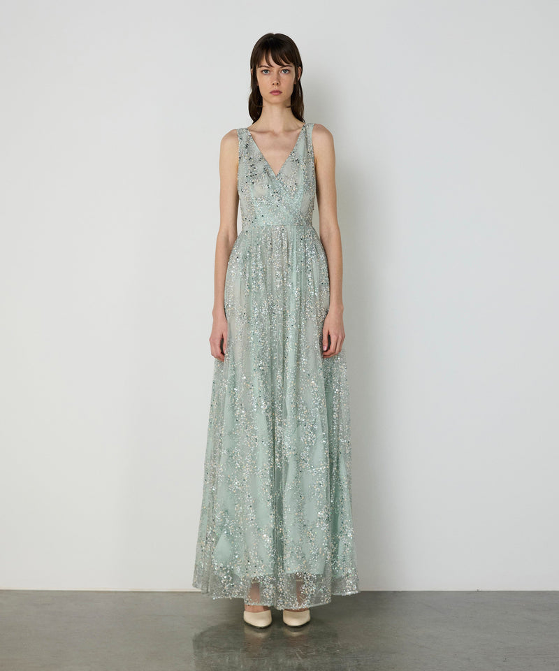 Machka Embroidered Double Breasted Dress Light Blue