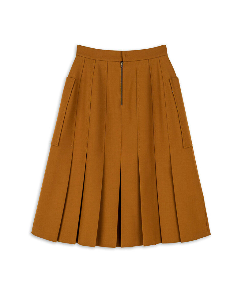 Machka Wool Blend Pleated Skirt Cinnamon