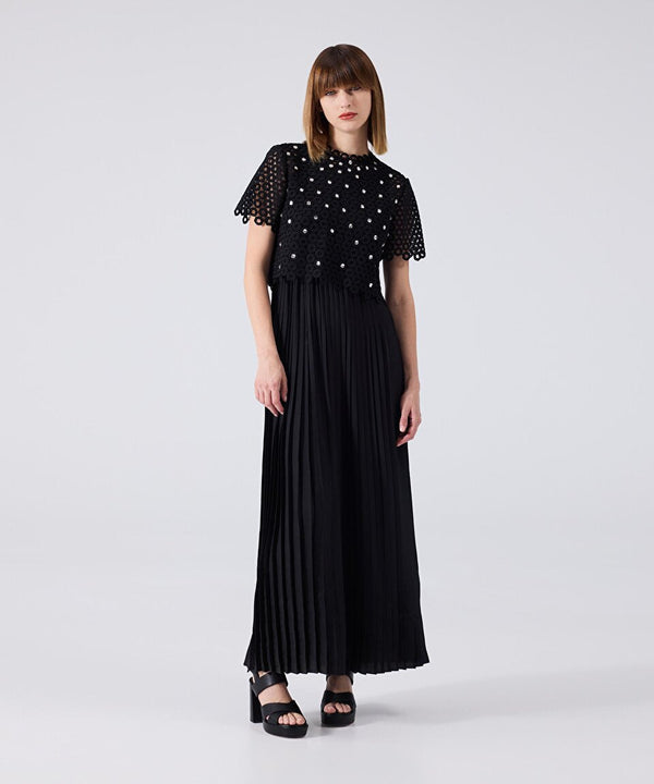 Machka Two-Piece Pleated Dress Black