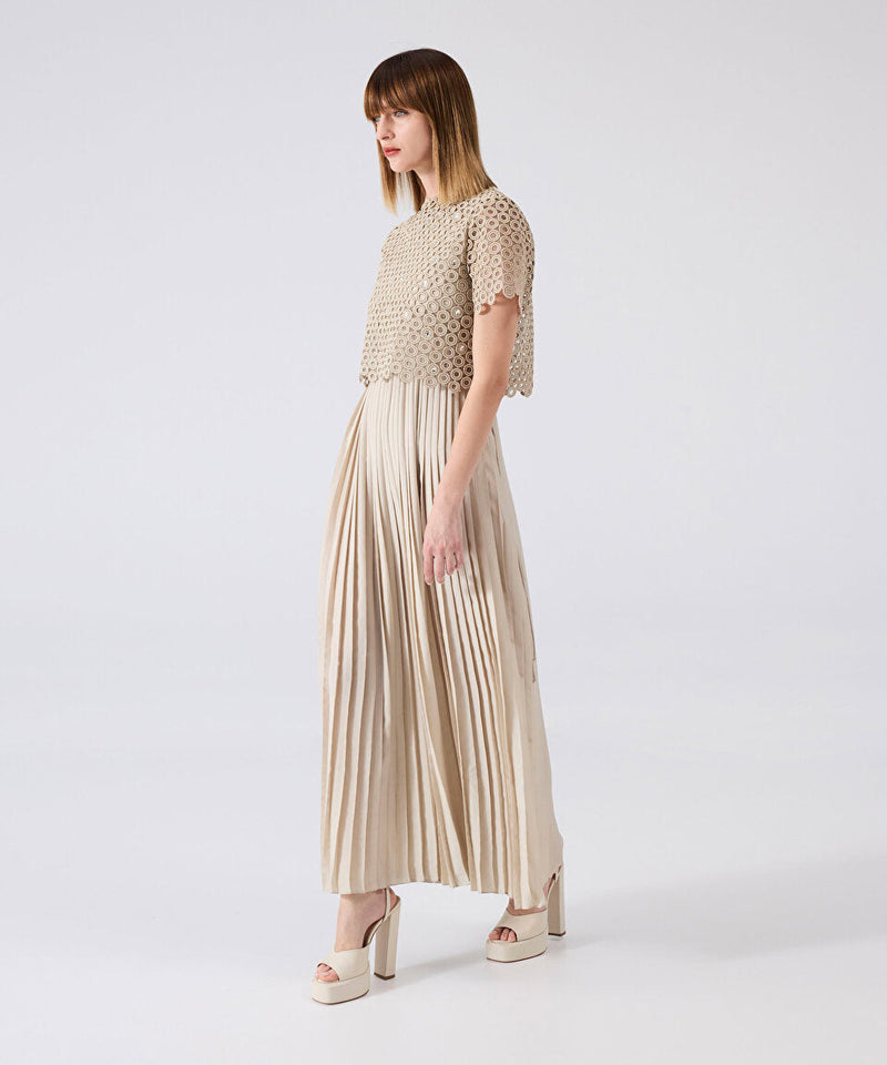 Machka Two-Piece Pleated Dress Gold