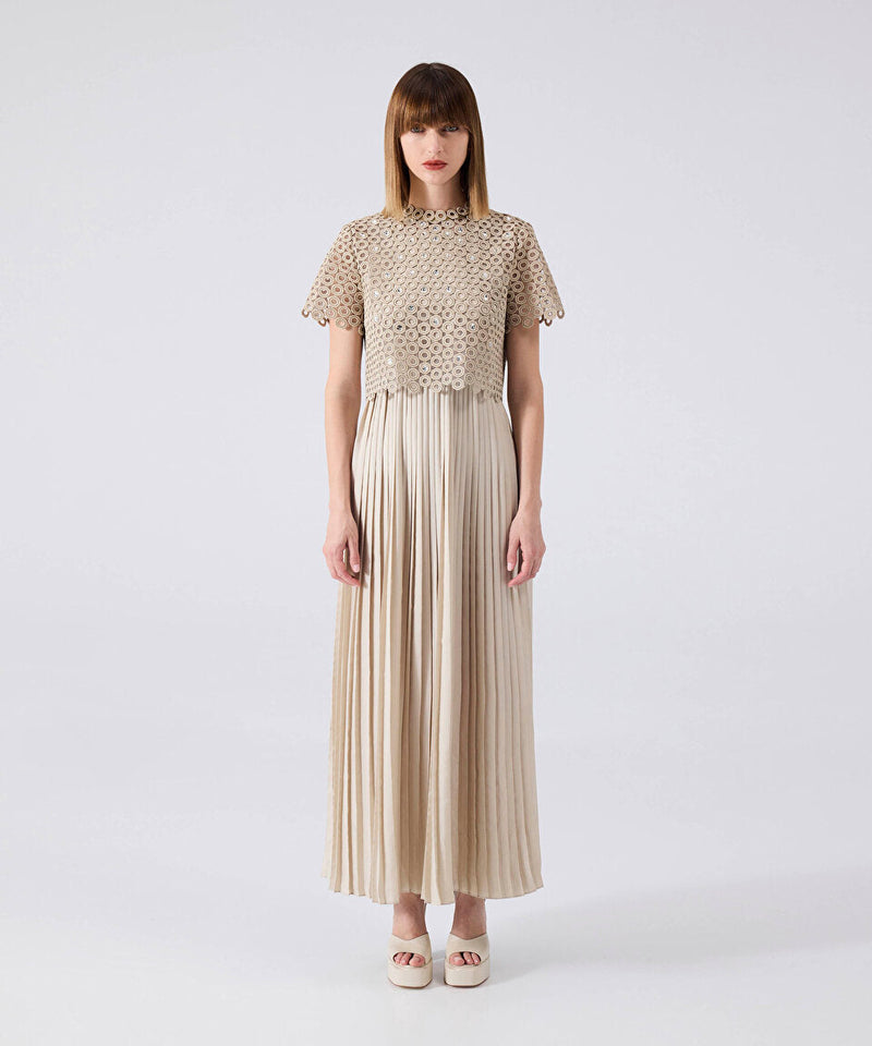 Machka Two-Piece Pleated Dress Gold