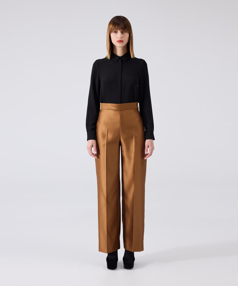 Machka Shiny Textured Trousers
 Bronze