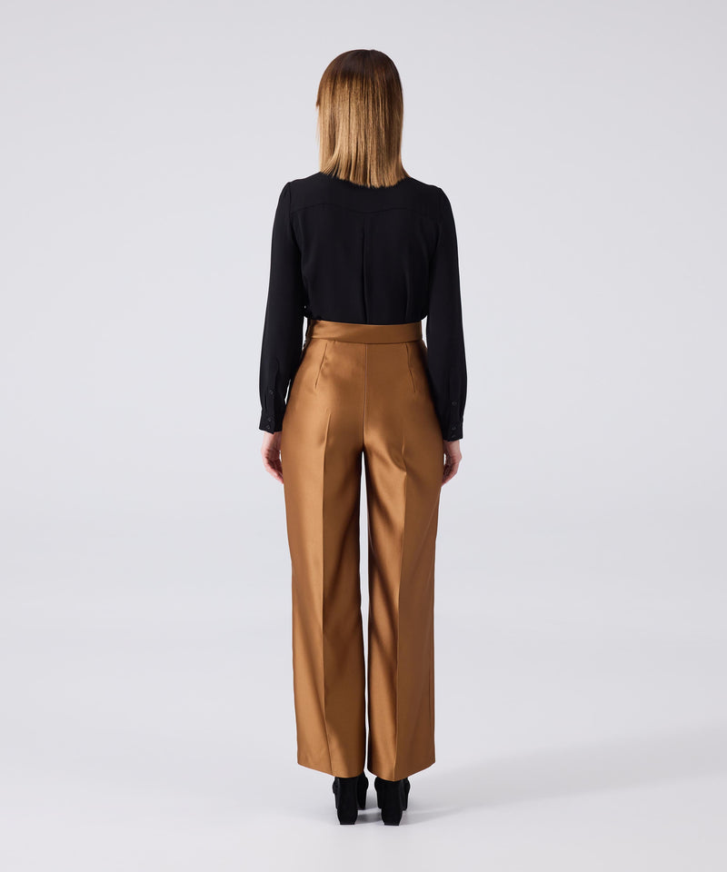 Machka Shiny Textured Trousers
 Bronze