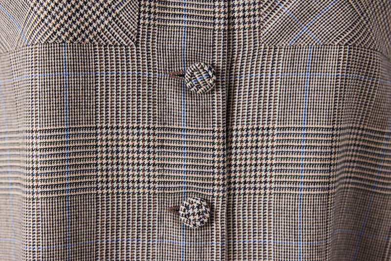 Machka Embroidered Plaid Pattern Jacket Stone