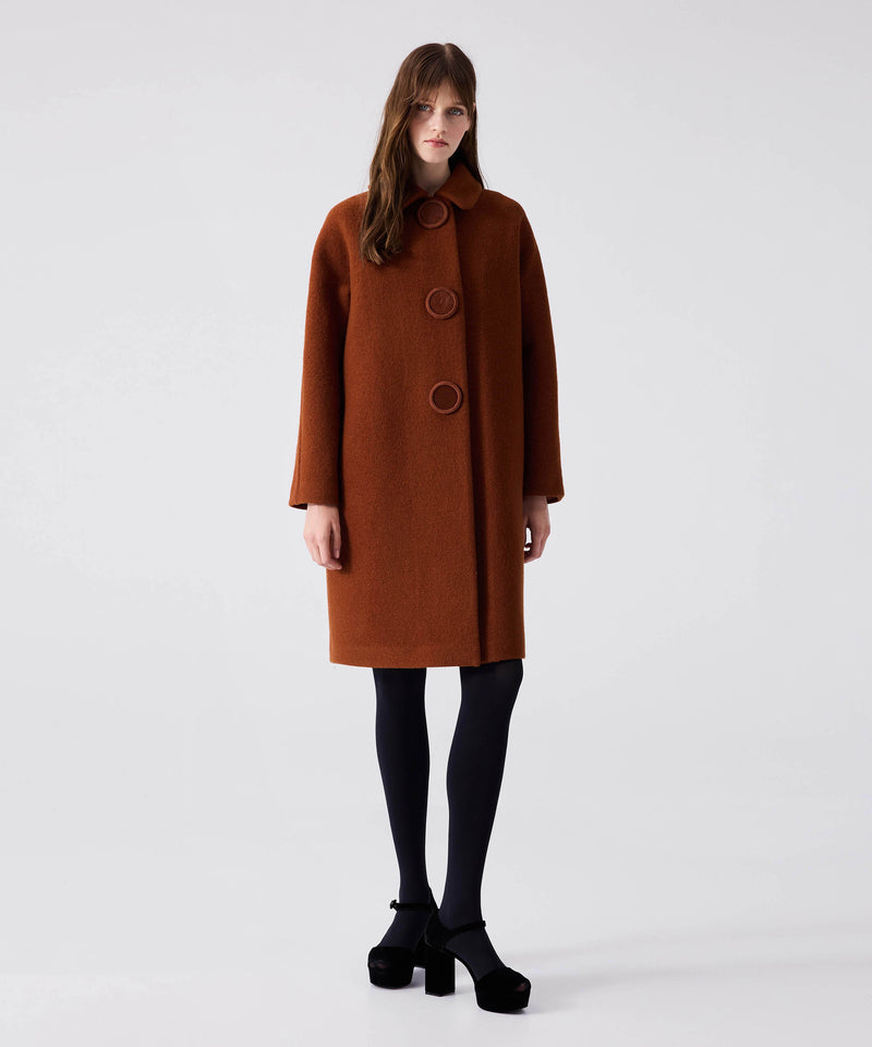 Machka Textured Heavy Wool Coat Brick